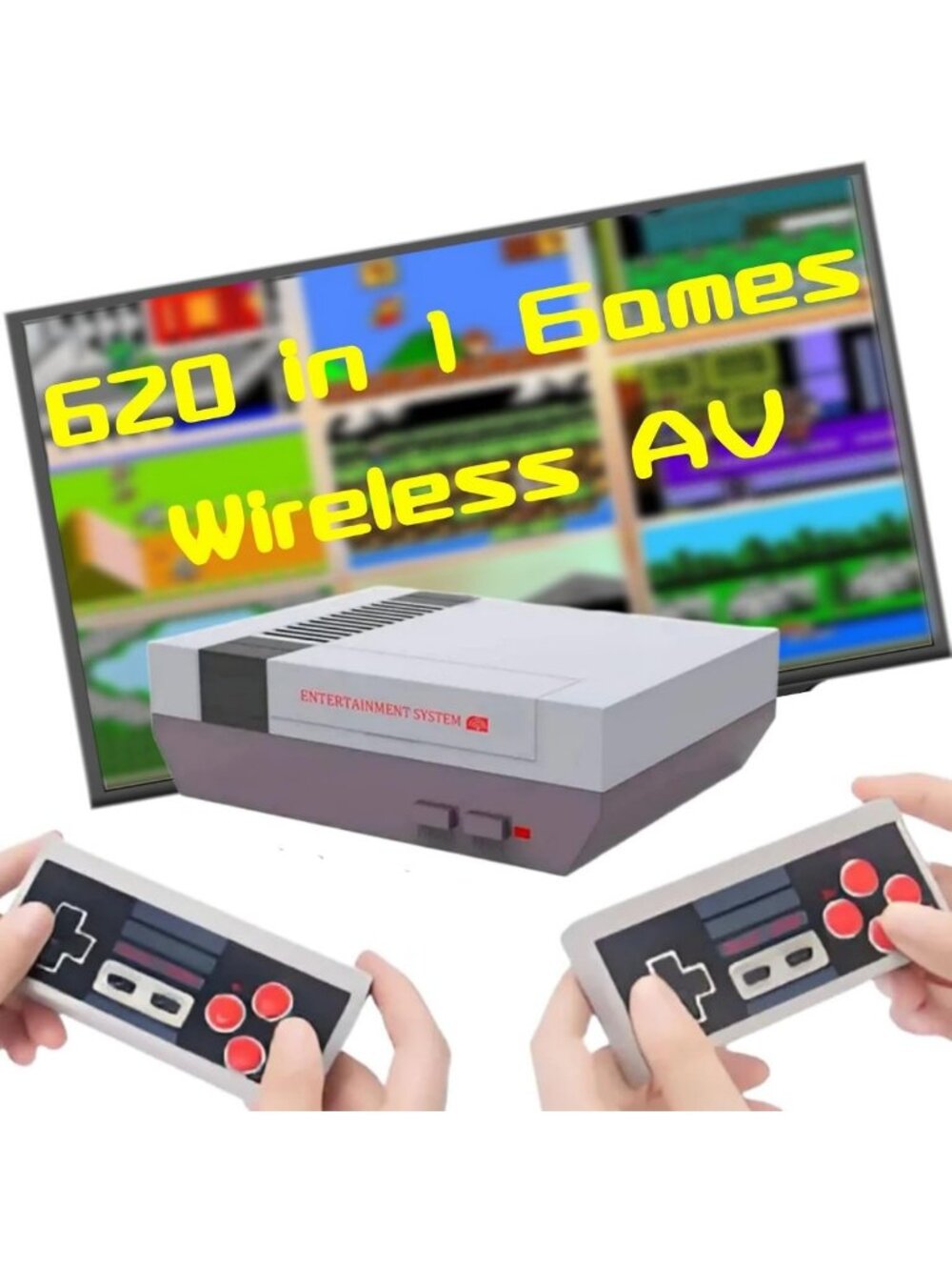 Retro Game Console - 620 Classic Video Games, Plug & Play, Wireless Controllers